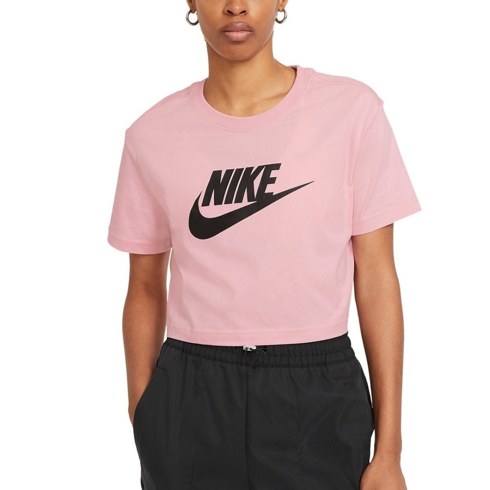 Nike Pink Cropped Tee with Black Logo - Picture 2 of 5